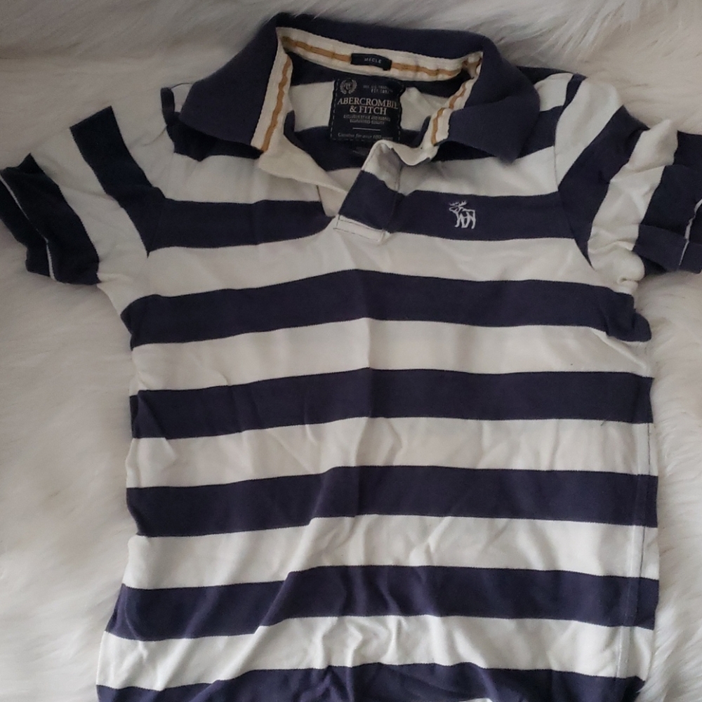 Abercrombie & Fitch Blue White Stripped Polo